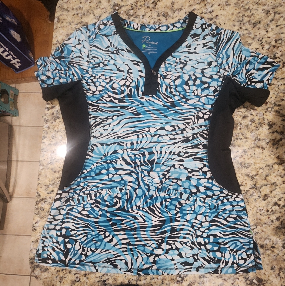 Euc Healing Hands Pattern Scrub Top